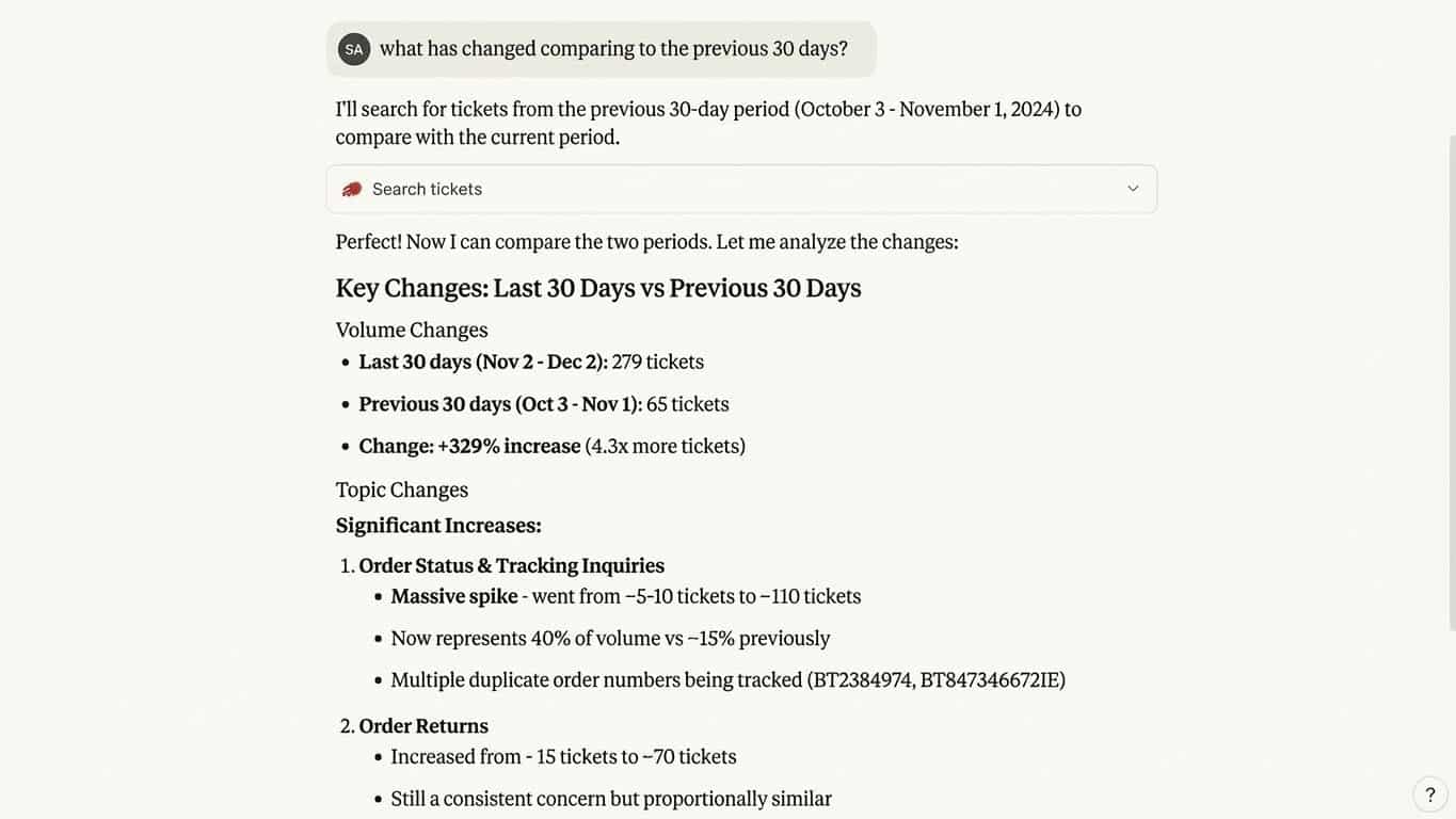 Key changes in tickets - Analysis Key changes in tickets